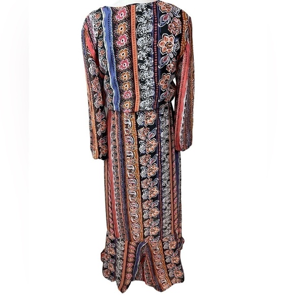 Venus women’s printed striped maxi dress 3/4 sheer sleeves v neckline size 6 - Picture 6 of 17